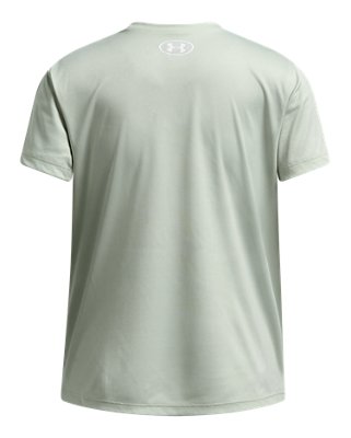 Топ Under Armour UA Tech™ Split Wordmark Short Sleeve для девочек, цвет: Зелёный / Белый — фото 2