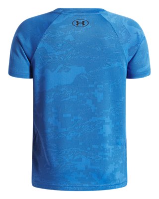 Топ Under Armour UA Tech™ Jacquard 2.0 Short Sleeve для мальчиков, цвет: Синий / Чёрный — фото 2
