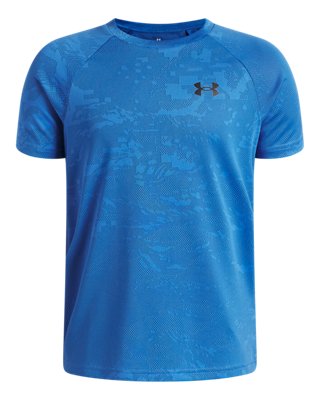 Топ Under Armour UA Tech™ Jacquard 2.0 Short Sleeve для мальчиков, цвет: Синий / Чёрный — фото 1