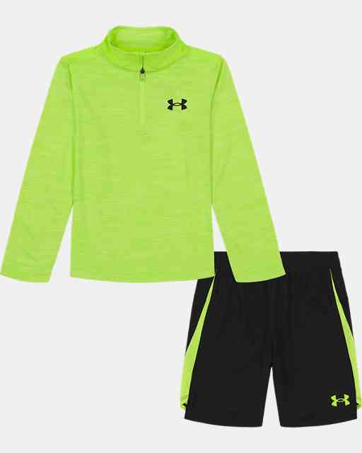 Boys' UA Woven-Knit ¼ Zip & Shorts Set