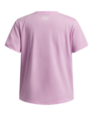 Топ Under Armour UA Rival Empowerment Short Sleeve для девочек, цвет: Розовый / Белый — фото 2