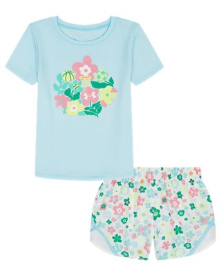 UA Floral Logo Woven Microfiber Little Girls’ Shorts Set from Under Armour - $44