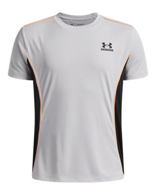 Haut à manches courtes Under Armour Tech™ Sport pour garçon Distant Gris / Orange Bloc / Noir YLG (149 - 160 cm)