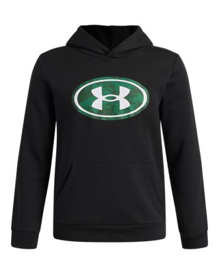 Under Armour Boys Black Rival Fleece Key Print Fill ' Hoodie Ultimate / White Ylg (59 - 63 In)