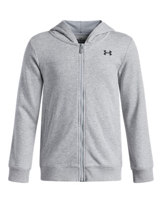 Under Armour Boys Gray Rival Lightweight ' Full Zip Mod Light Heather / Black Ysm (50 - 54 In)