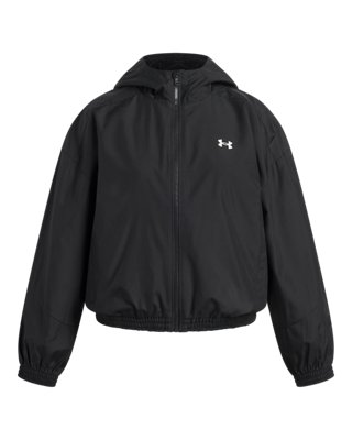 Under Armour Icon Woven Jacke mit durchgehendem Zip für Mädchen Schwarz / Schwarz / Weiß YXS (122 - 127 cm)