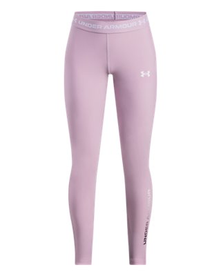 HeatGear® Branded Girls' Leggings Mauve Pink / White YXS (122 - 127 cm)