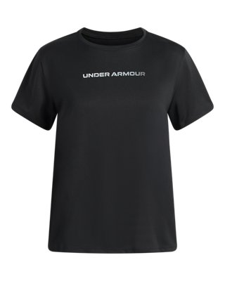 Under Armour Tech™ Branded Kurzarm-Oberteil für Mädchen Schwarz / Weiß YMD (137 - 149 cm)