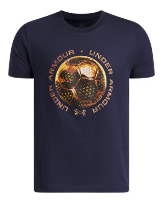 Haut à manches courtes à motif Under Armour Challenger Graphic pour garçon Midnight Bleu Marine / Copper Chrome YMD (137 - 149 cm)