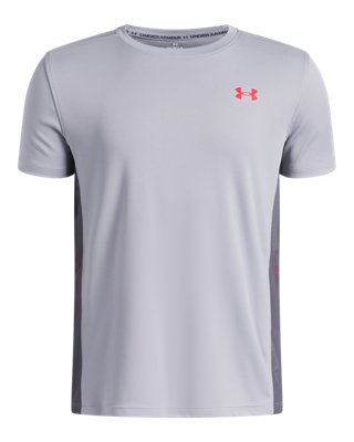 Haut à manches courtes Under Armour Tech™ Utility pour garçon Mod Gris / Castlerock / Racer Rouge YXL (160 - 170 cm)
