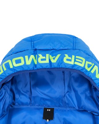 Куртка Under Armour UA Pronto Colorblock Puffer для мальчиков, цвет: Синий / Зелёный — фото 2