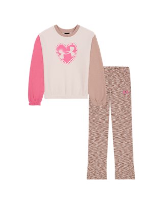 UA Colorblock Twist Flare Little Girls' Crewneck & Leggings Set