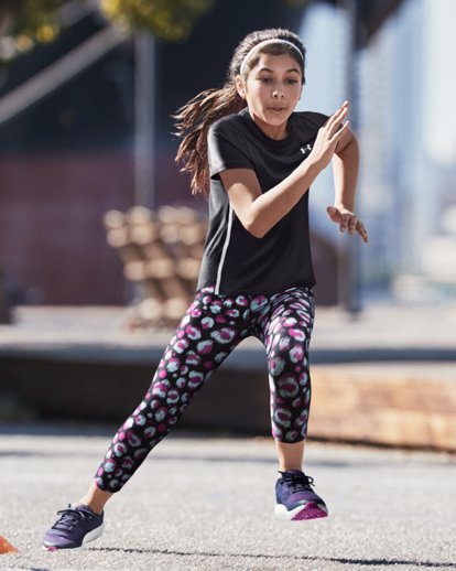 Under Armour HeatGear Armour Printed Ankle Crop Leggings - Girls