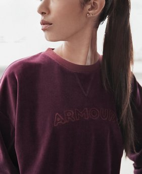 UA Exclusives Women's UA Be Seen Velour Boyfriend Crew 3 Colors Available $80