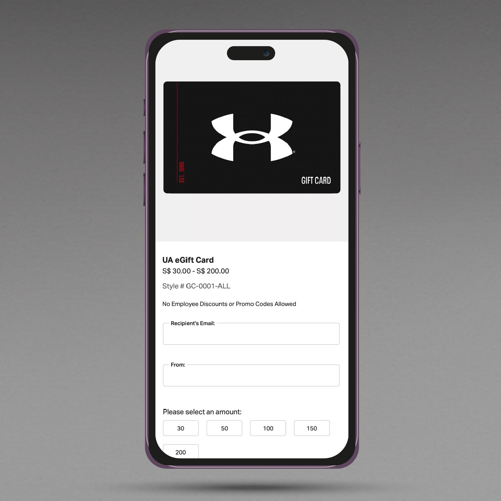 Gift Card 2024 Under Armour SG