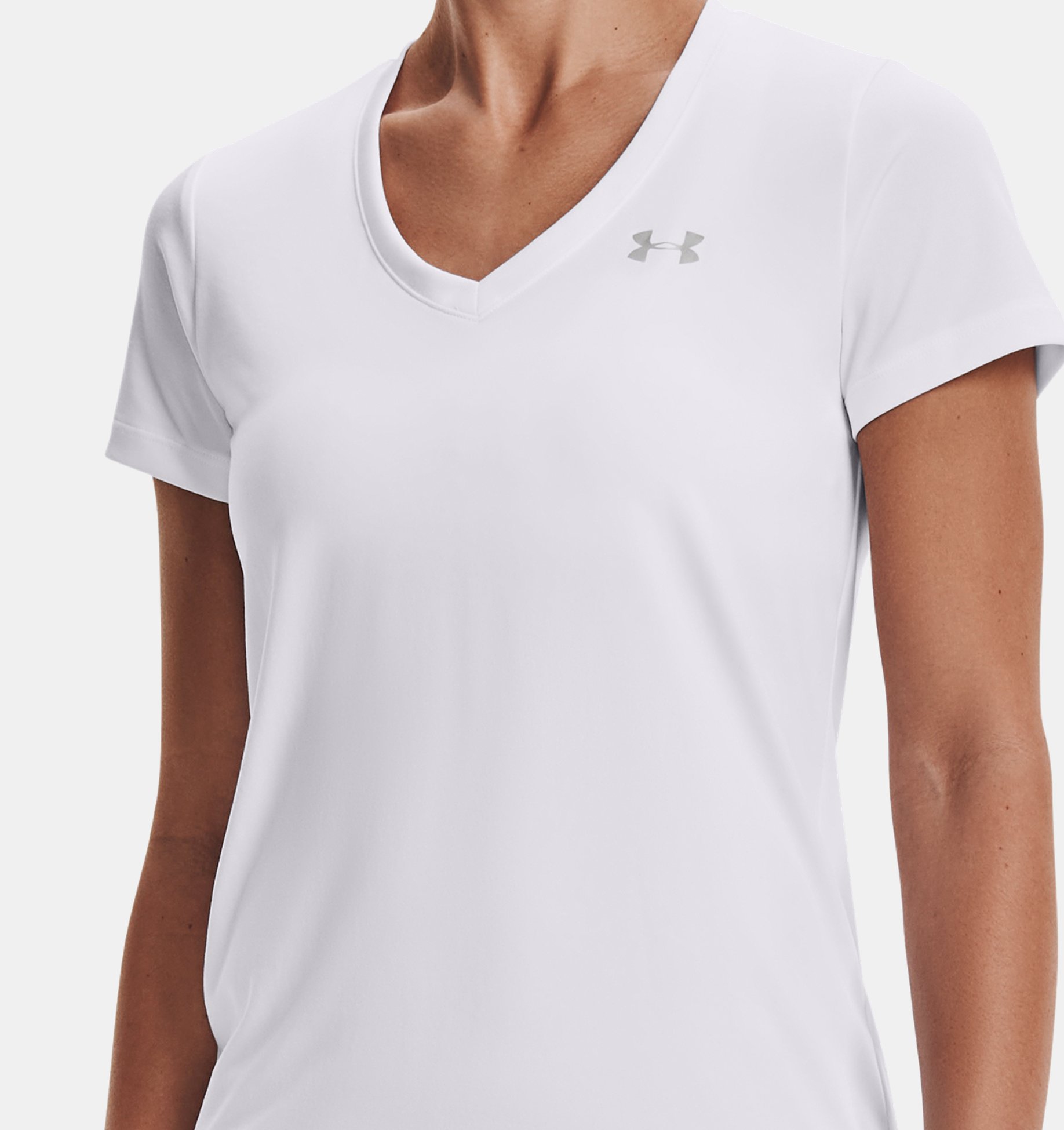 Under Armour Women's Tri-Blend Striped V-Neck Fitted T Shirt Size