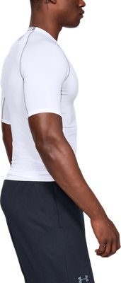 Playera de compresi&oacute;n UA HeatGear&reg; Armour de manga corta para hombre, White, pdpMainDesktop image number 2
