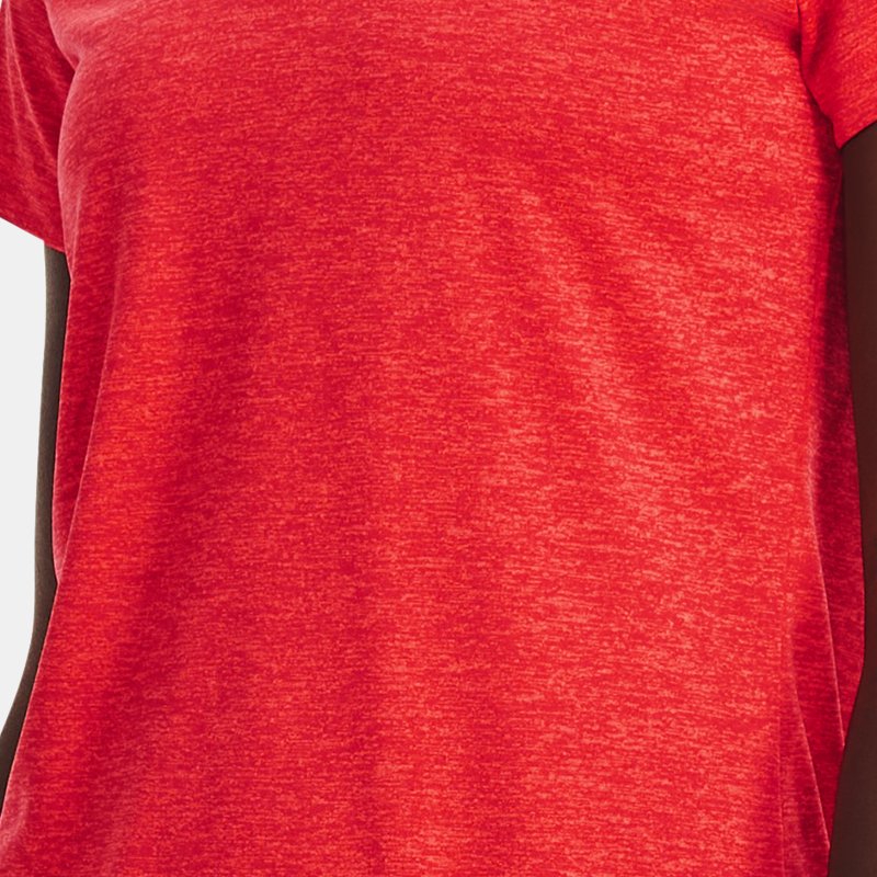 Camiseta con cuello de pico Under Armour Tech™ para mujer Beta / Pomegranate / Metalico Plata XS