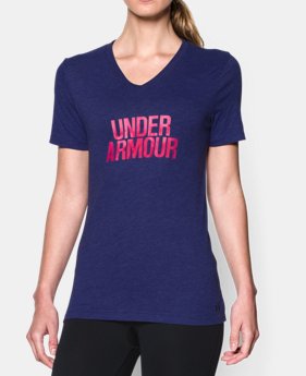 Women's UA Charged Cotton® Tri-Blend Wordmark V-Neck 1 Color $18.99