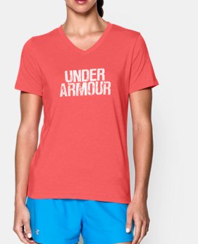 Women’s UA Charged Cotton® Tri-Blend Wordmark V-Neck 1 Color $18.99