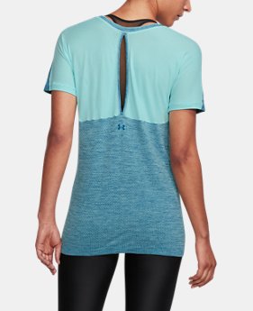 New Arrival Women's UA Threadborne Seamless Heathered Split T-Shirt 1 Color $69.99