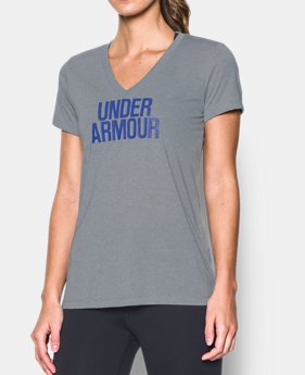 Women's UA Threadborne Train Wordmark V-Neck - Twist 1 Color $18.99 to $23.99