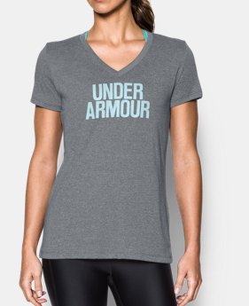 Women's UA Threadborne Train Wordmark V-Neck - Twist 2 Colors $17.99