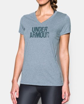 Women's UA Threadborne Train Wordmark V-Neck - Twist 1 Color $17.99