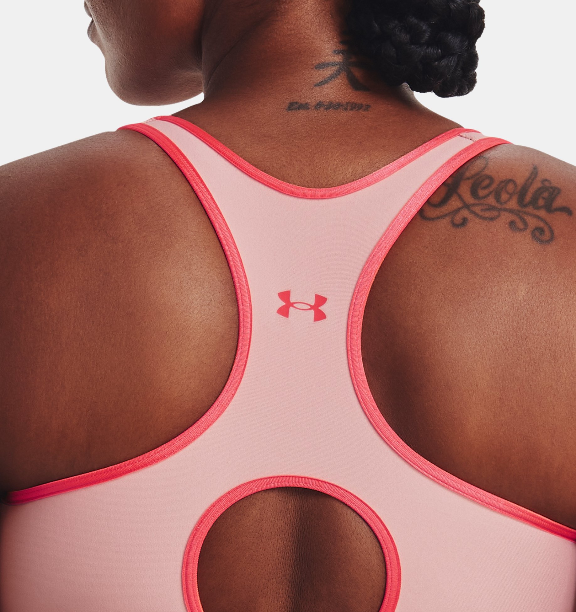Under Armour Mid Women's Tennis Bra - Retro Pink/Rush Red