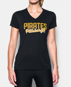 Women's Pittsburgh Pirates UA Tech™ V-Neck T-Shirt FREE U.S. SHIPPING 1 Color Available $34.99