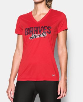 Women's Atlanta Braves UA Tech™ V-Neck T-Shirt 1 Color $34.99