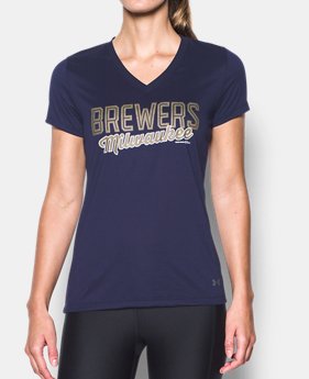 Women's Milwaukee Brewers UA Tech™ V-Neck T-Shirt 1 Color Available $34.99