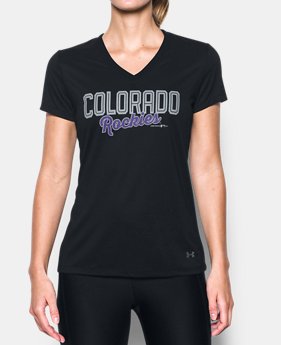 Women's Colorado Rockies UA Tech™ V-Neck T-Shirt 1 Color $34.99