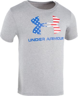 New Arrival Boys' Pre-School UA Big Logo Americana Short Sleeve Shirt  1 Color $17.99