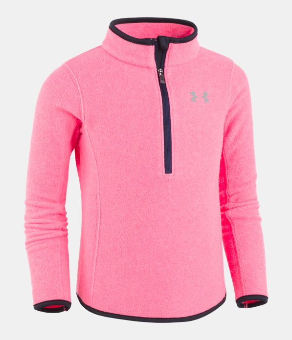 Girls' Pre-School UA Heathered 1/4 Zip, PENTA PINK, Laydown