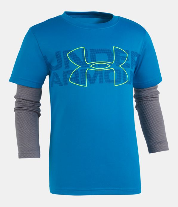 Boys' Toddler UA Big Wordmark Slider, Cruise Blue, Laydown