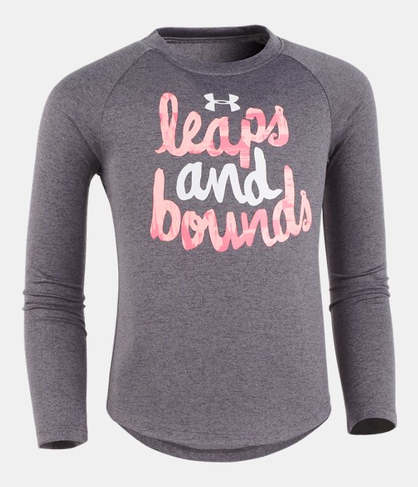 Girls' Pre-School UA Leaps & Bounds Long Sleeve, Carbon Heather, Laydown