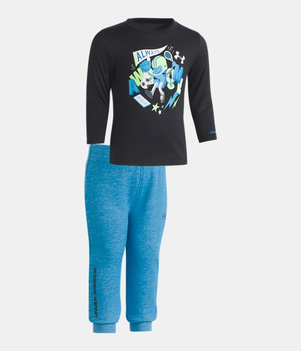Boys' Infant UA Always Awesome 2-Piece Set, Black , Laydown