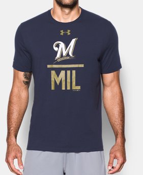 Men's Milwaukee Brewers Lockup T-Shirt 1 Color $26.99