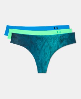 Women's UA Pure Stretch Thong Underwear Printed 3-Pack 2 Colors Available $30