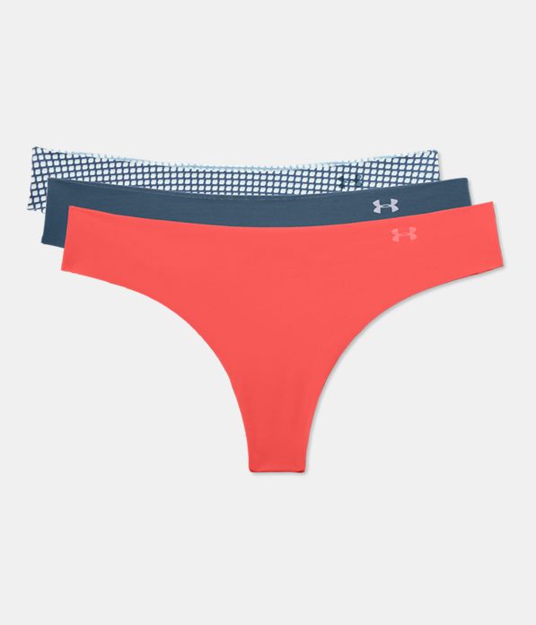 Women's UA Pure Stretch Thong 3-Pack Printed, AFTER BURN,