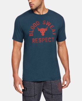 Men's UA x Project Rock Blood Sweat Respect Short Sleeve T-Shirt 2 Colors Available $35