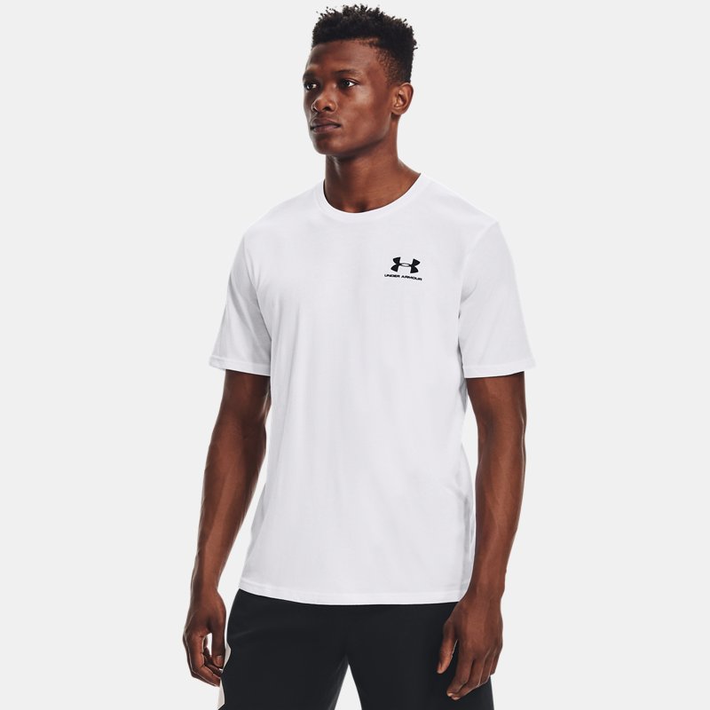 Men's Under Armour Sportstyle Left Chest Short Sleeve Shirt White / Black XL