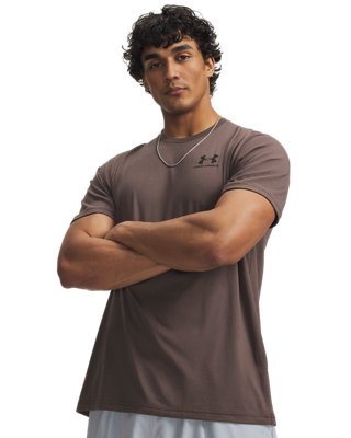 Under Armour Uomo Marrone Maglia A Maniche Corte Left Chest Logo Da Peppercorn / Nero M