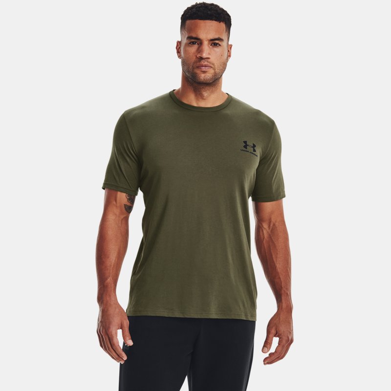 Men's Under Armour Sportstyle Left Chest Short Sleeve Shirt Marine OD Green / Black / Black XL