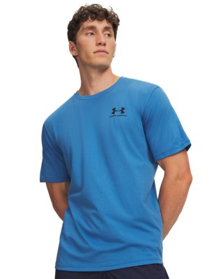 Haut à manches courtes avec logo Under Armour sur le côté gauche pour homme Aegean Bleu / Noir S