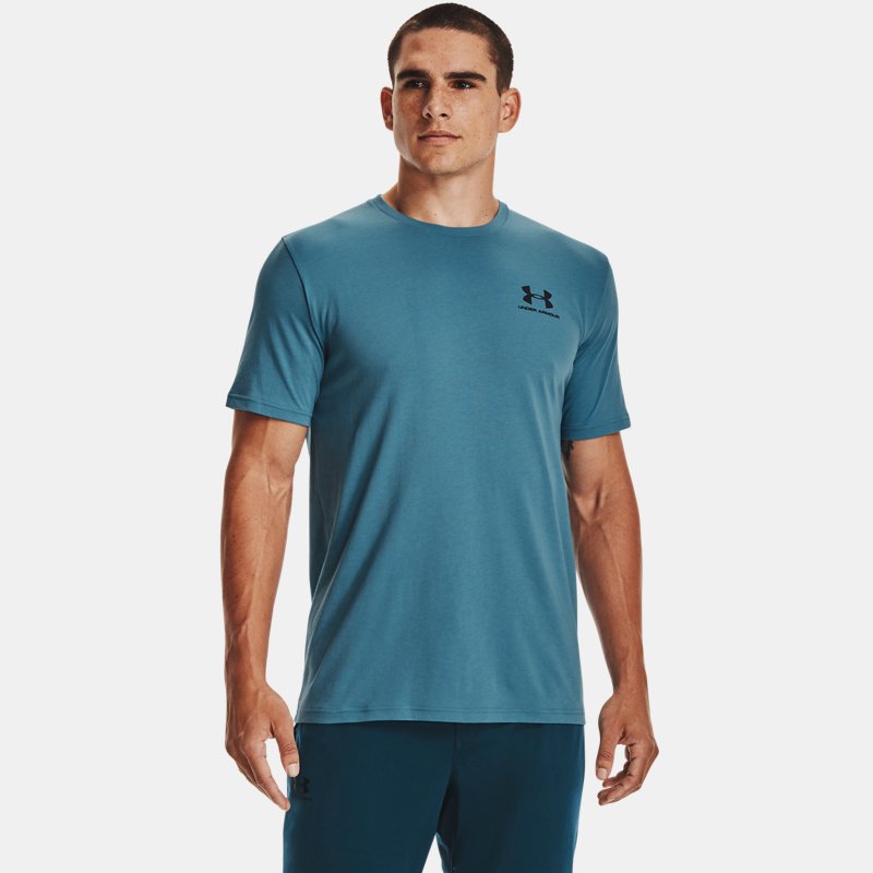 Men's Under Armour Sportstyle Left Chest Short Sleeve Shirt Blue Flannel / Black 3XL