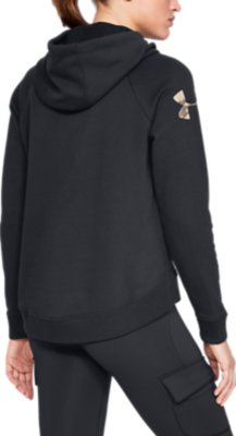black under armour hoodie with camo logo