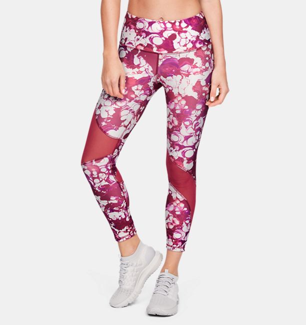 Women's HeatGearÂ® Armour Ankle Crop Print, Impulse Pink, , Impulse Pink, Click to view full size