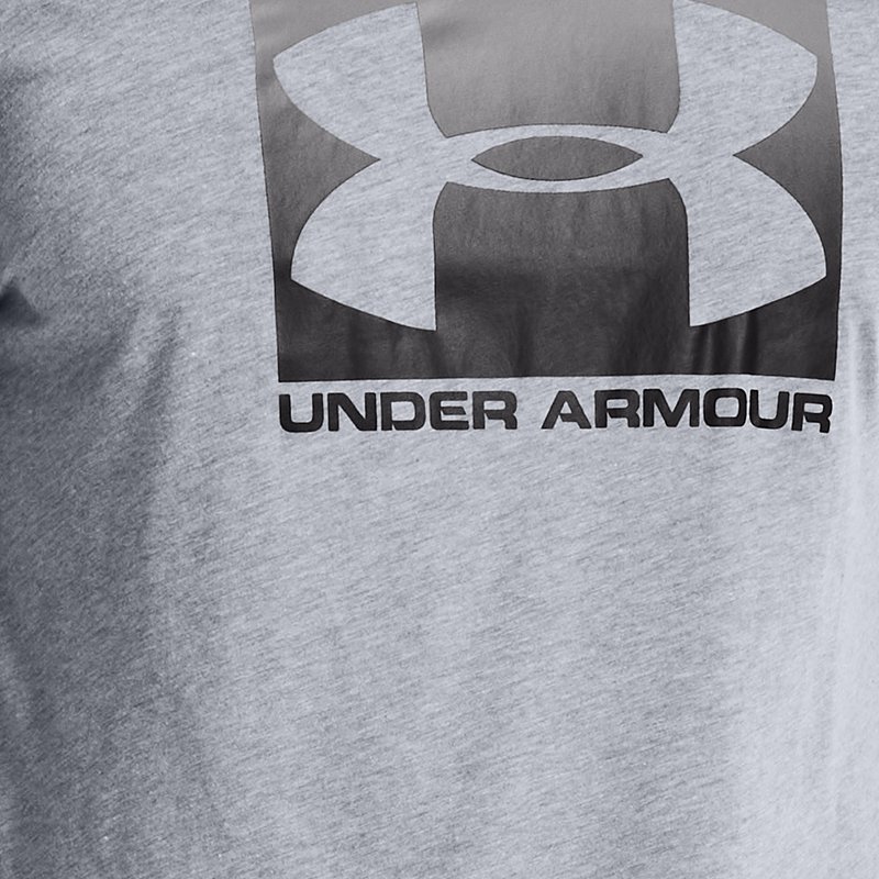 Men's  Under Armour  Boxed Sportstyle Short Sleeve T-Shirt Steel Light Heather / Graphite / Black XS